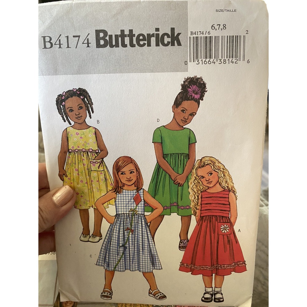 Butterick 4174 Girls Dress Sewing Pattern Size 6 7 8 Uncut 2004 Vintage Style